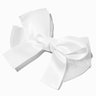 Claire's Club White Satin Chiffon Hair Bow Clip