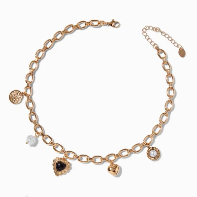 Gold-tone Retro Charm Necklace 
