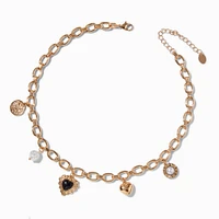 Gold-tone Retro Charm Necklace 