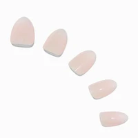 Glazed White Short Almond Vegan Faux Nail Set - 24 Pack