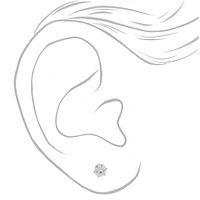 C LUXE by Claire's Silver-tone Titanium Cubic Zirconia 6mm Round Stud Earrings
