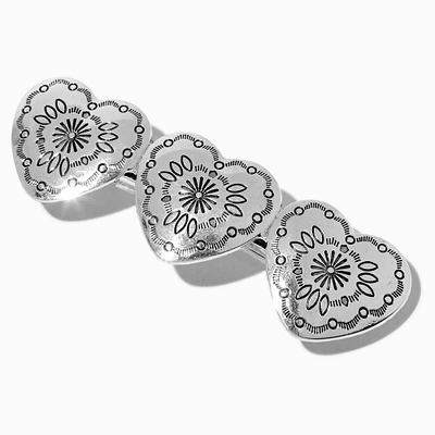 Silver-tone Cowgirl Heart Hair Barrette Clip