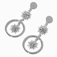 Silver-tone Celestial Sun Drop Earrings