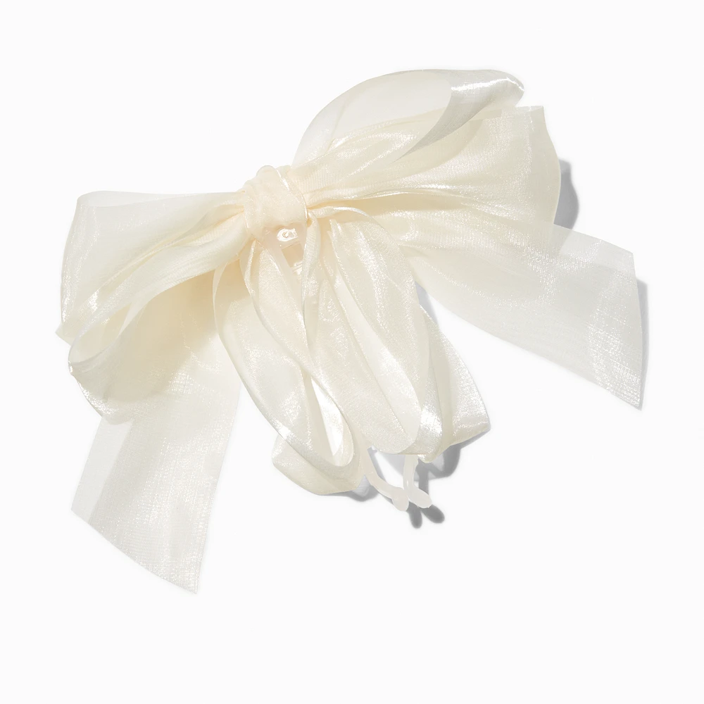 White Bow Banana Hair Claw Clip