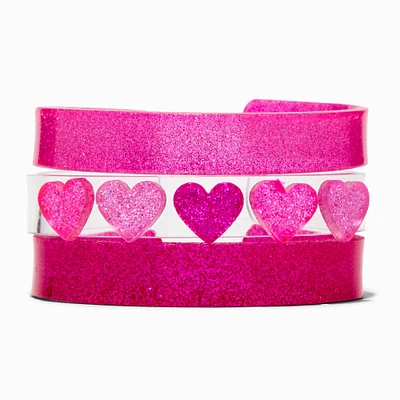 Claire's Club Pink Heart Bangle Bracelets - 3 Pack
