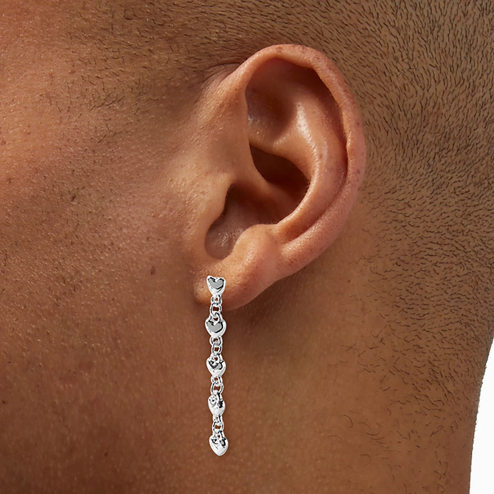 Silver-tone Bubble Heart Earring Stackables Set - 3 Pack