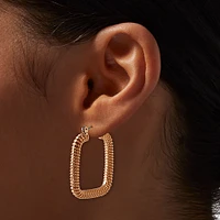 Gold-tone Mesh Square 40mm Hoop Earrings