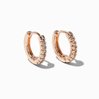 Rose Gold-tone Cubic Zirconia 10mm Hoop Earrings 