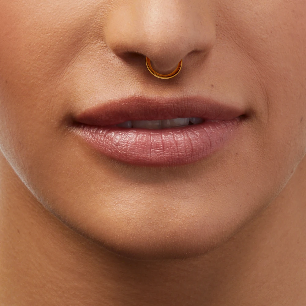 18G Gold-tone Titanium Double Row Septum Nose Ring