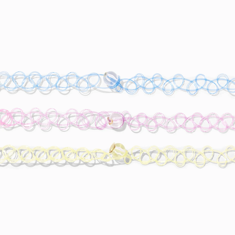 Claire's Club Kidcore Rainbow Tattoo Choker Necklaces - 3 Pack