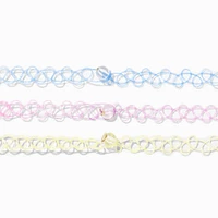 Claire's Club Kidcore Rainbow Tattoo Choker Necklaces - 3 Pack
