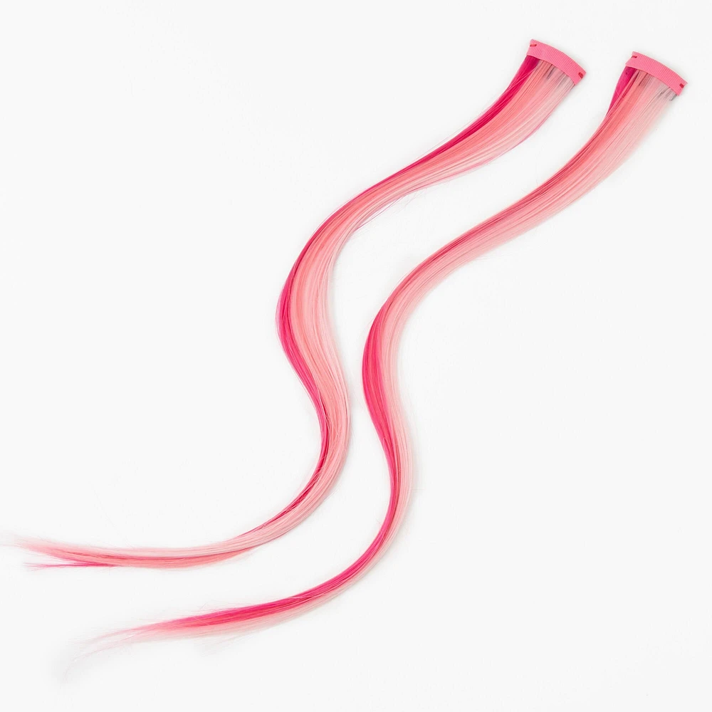 Pink Ombré Faux Hair Clip In Extensions - 2 Pack