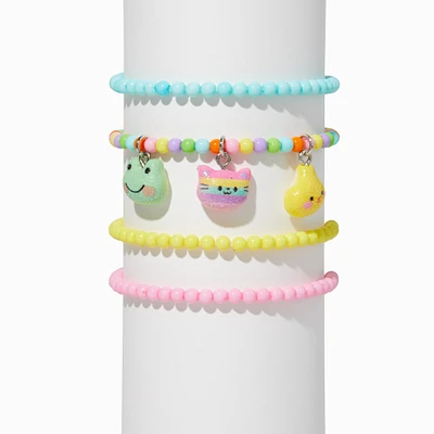 Claire's Club Pastel Glitter Critter Seed Bead Stretch Bracelets - 4 Pack