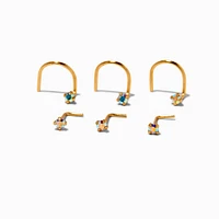 22G Gold-tone Sterling Silver Iridescent AB Nose Studs - 6 Pack 