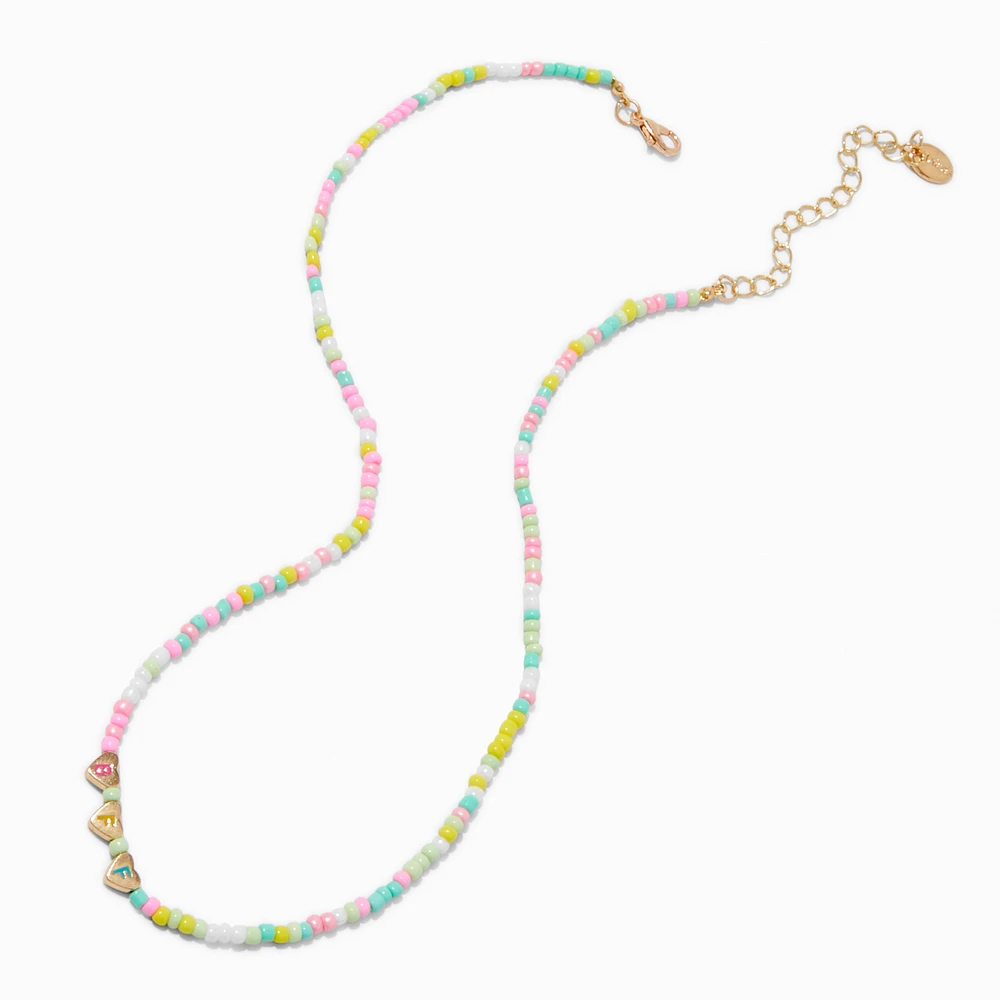 Best Friends Seed Bead  Gold-tone Heart Charm Necklaces - 2 Pack