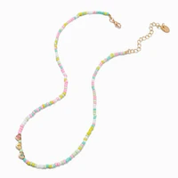 Best Friends Seed Bead  Gold-tone Heart Charm Necklaces - 2 Pack