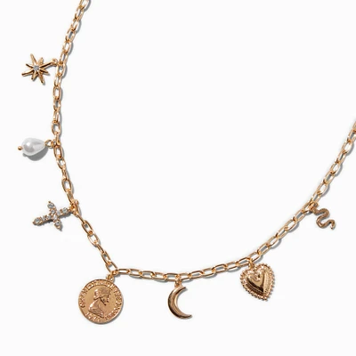 Gold-tone Coin Charm Necklace 
