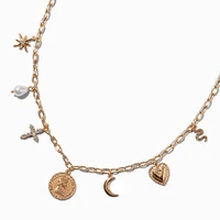 Gold-tone Coin Charm Necklace 