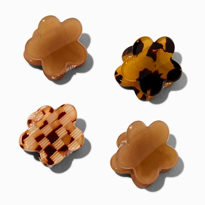 Mini Tortoiseshell Flower Hair Claws - 4 Pack