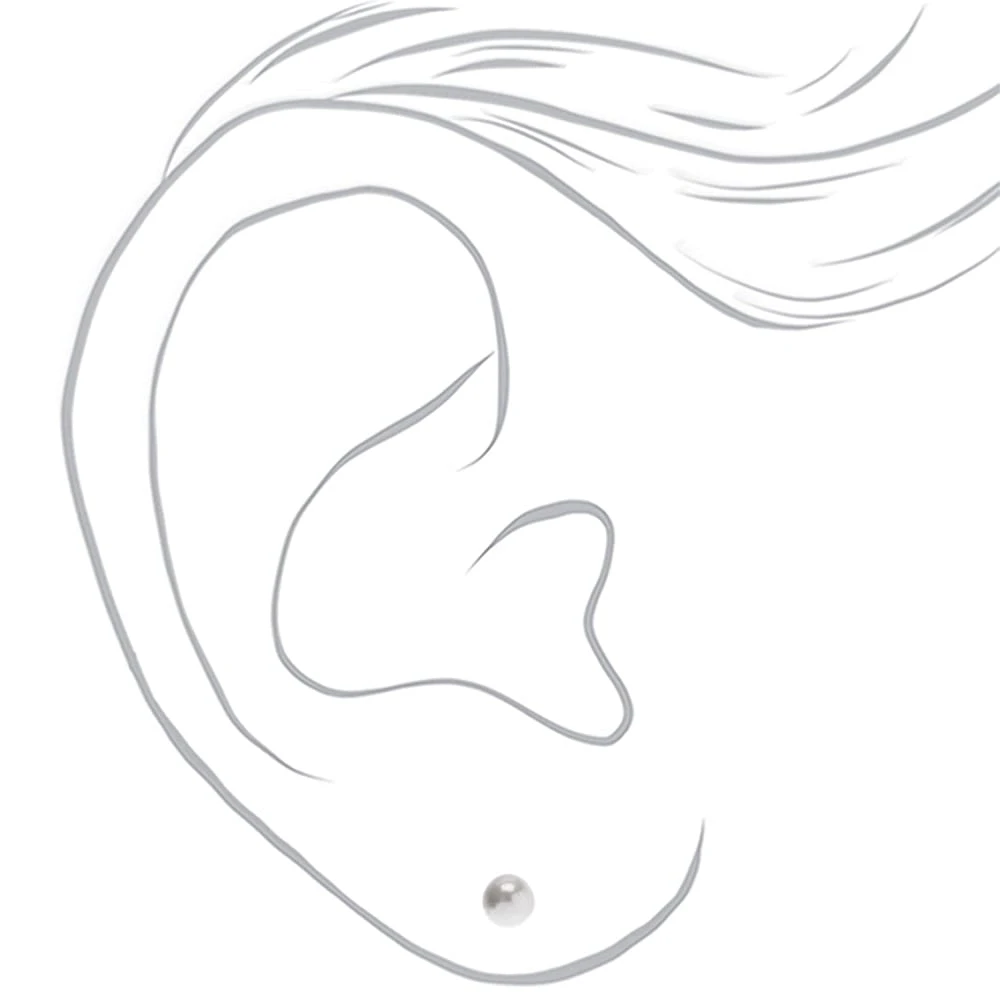 Graduated White Pearl Stud Earrings - 3 Pack