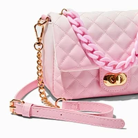 Quilted Light Pink Ombré Dual Strap Crossbody Bag