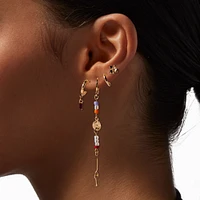 Orange Tropical Vibe Gold-tone Earring Stackables Set - 12 Pack
