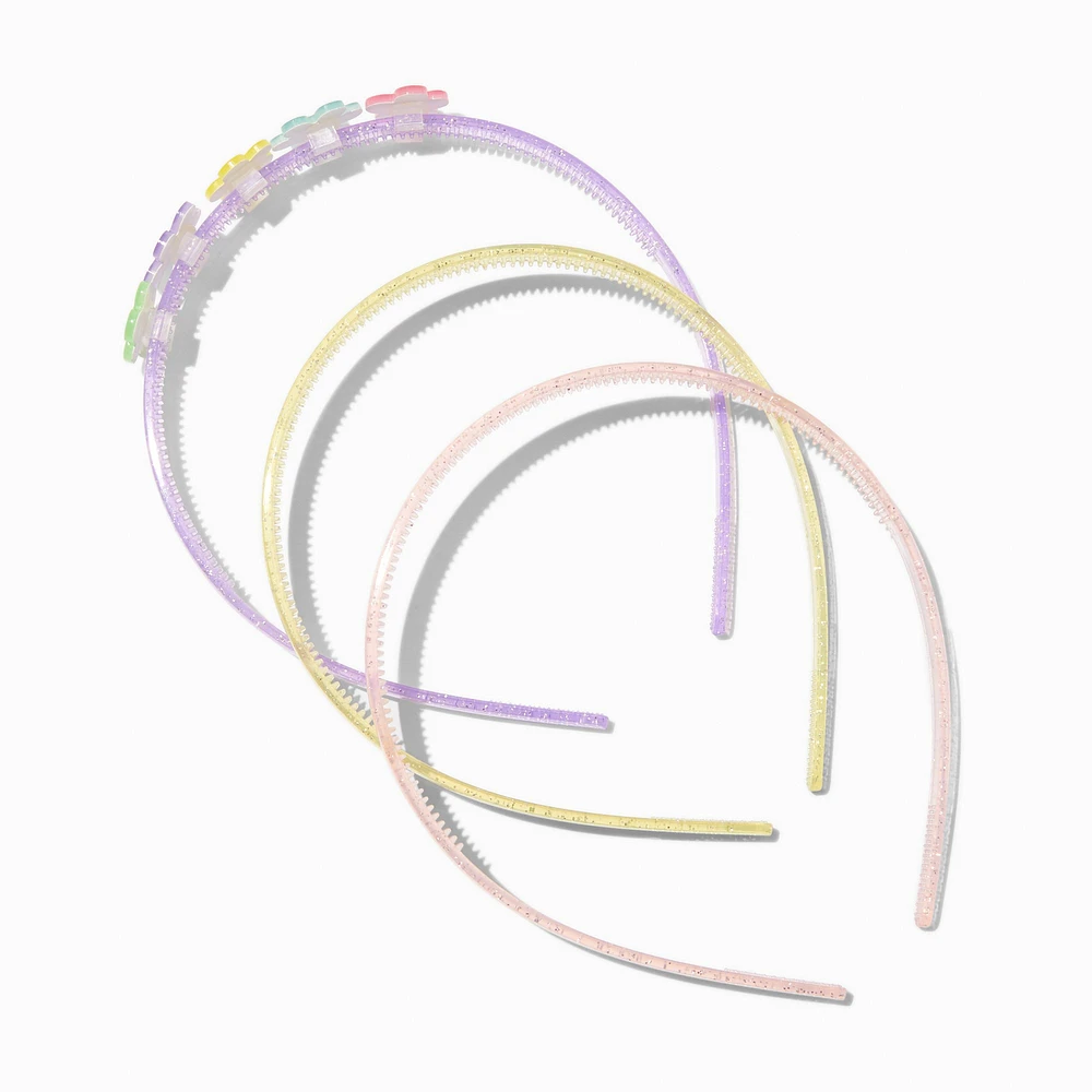Claire's Club Rainbow Daisy Glitter Headbands - 3 Pack