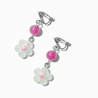 UV Color-Changing White Daisy Clip-On Drop Earrings