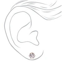 Rose Gold-tone Cubic Zirconia 8mm Round Stud Earrings