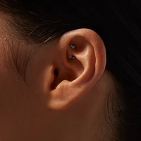 Titanium Cubic Zirconia 16G Tri-Stud Rook Earrings - 3 Pack