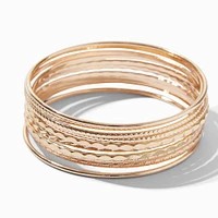 Gold-tone Textured Bangle Bracelets - 10 Pack