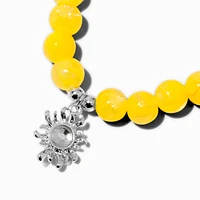 Sun Charm Yellow Beaded Stretch Bracelet
