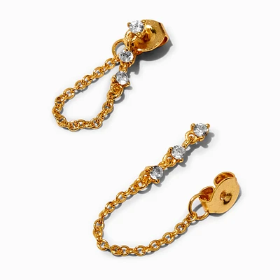 C LUXE by Claire's 18kt Gold Plated Cubic Zirconia Trio Front & Back Earrings