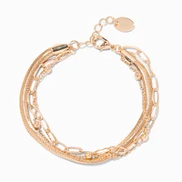 Gold-tone Mixed Chain Multi-Strand Bracelet