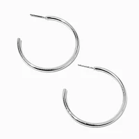 Silver-tone 40mm Tubular Hoop Earrings