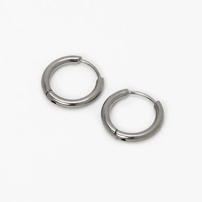 C LUXE by Claire's Silver-tone Titanium 10mm Tube Hoop Earrings