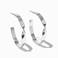 Silver-tone Oversized Twisted Hoop Earrings