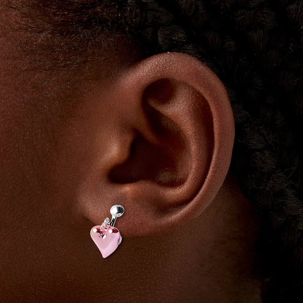 Puffy Heart Clip-On Drop Earrings - 3 Pack 