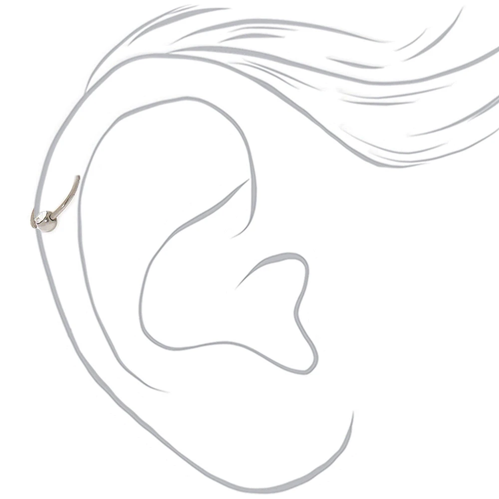Silver-tone Titanium 20G Crystal Cartilage Hoop Earring