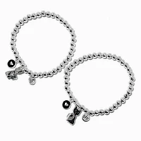 Best Friends Black Glitter Cat Beaded Stretch Bracelets - 2 Pack