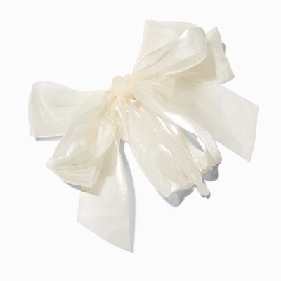 White Bow Banana Hair Claw Clip