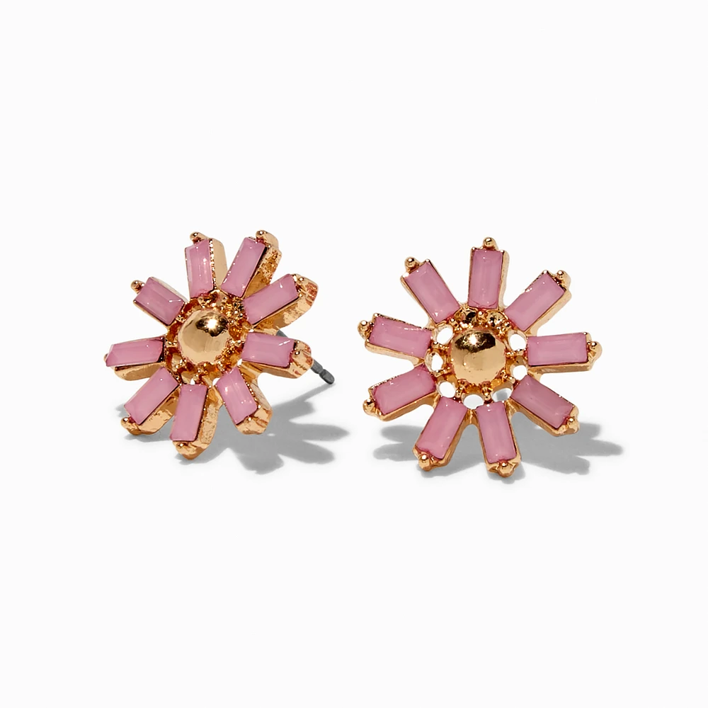Blush Pink Flower Gold-tone Stud Earrings