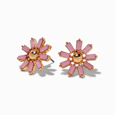 Blush Pink Flower Gold-tone Stud Earrings