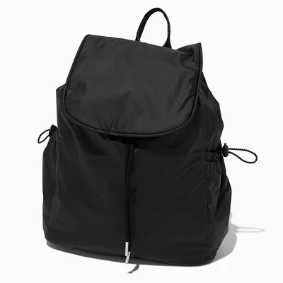 Black Nylon Flap Backpack