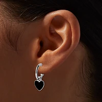 Silver-tone Black Carved Rose Mixed Earrings Set - 9 Pack 