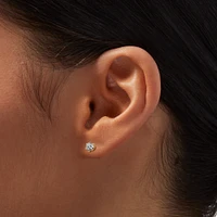 Gold-tone Cubic Zirconia 2mm, 3mm, & 4mm Round Stud Earrings