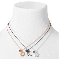Best Friends Mixed Metal Cosmic Pendant Necklaces - 3 Pack