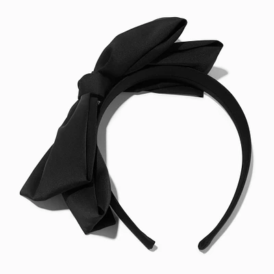 Black Silky Knotted Bow Headband
