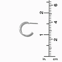 Silver-tone Glitter & Textured Hoop Earring Stackables Set - 3 Pack