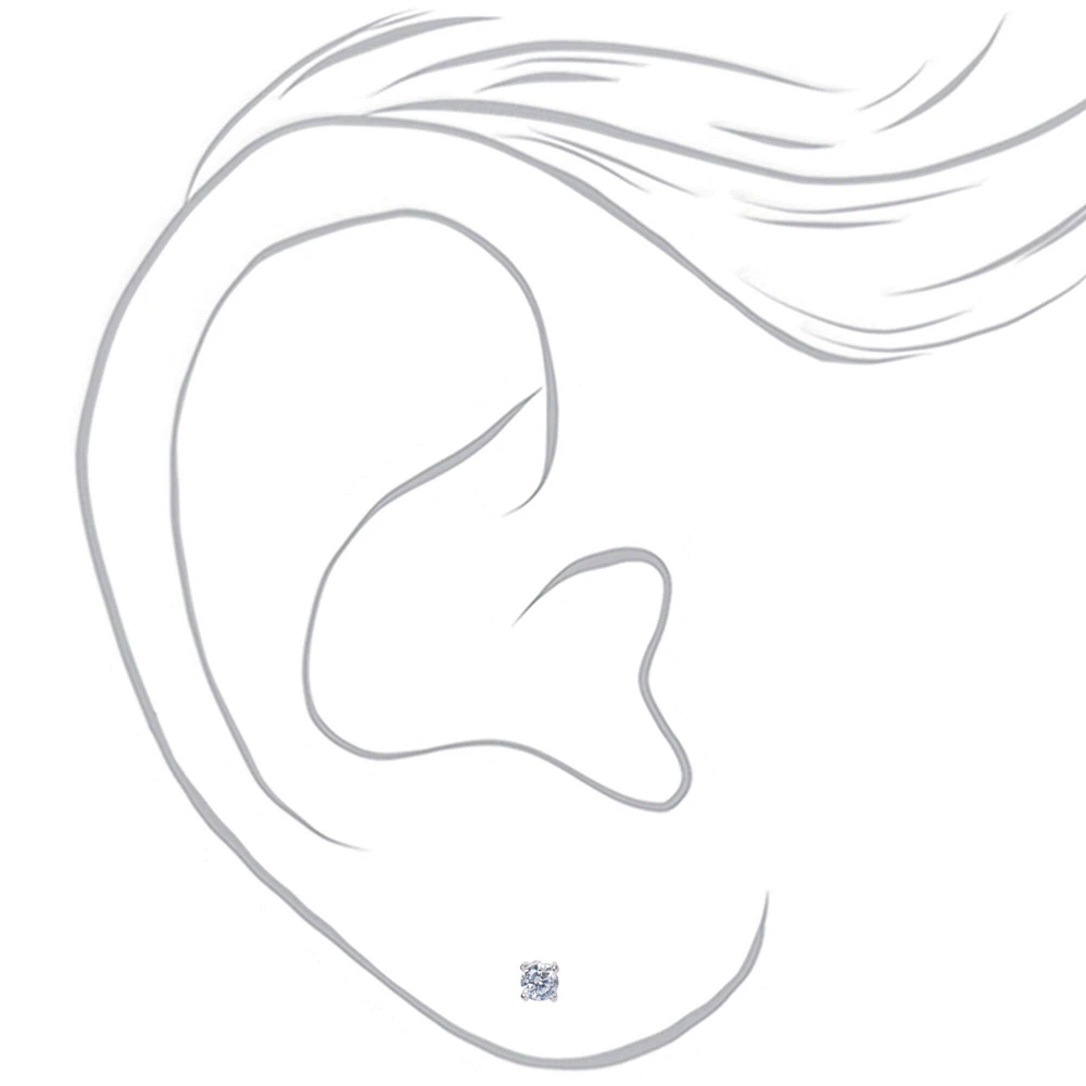 C LUXE by Claire's Sterling Silver Cubic Zirconia 3mm Round Stud Earrings